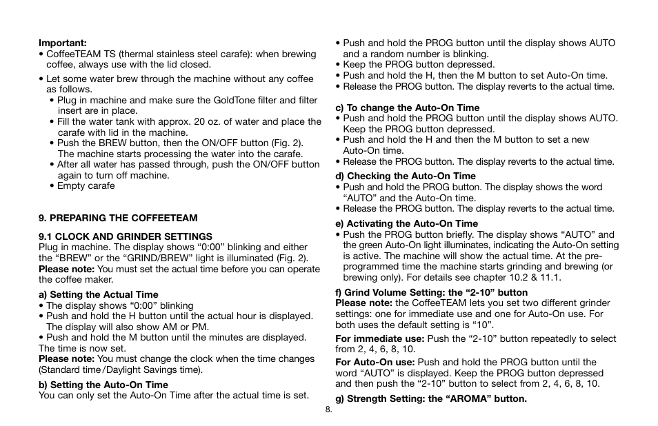 Capresso CoffeeTEAM TS 465 User Manual | Page 8 / 15
