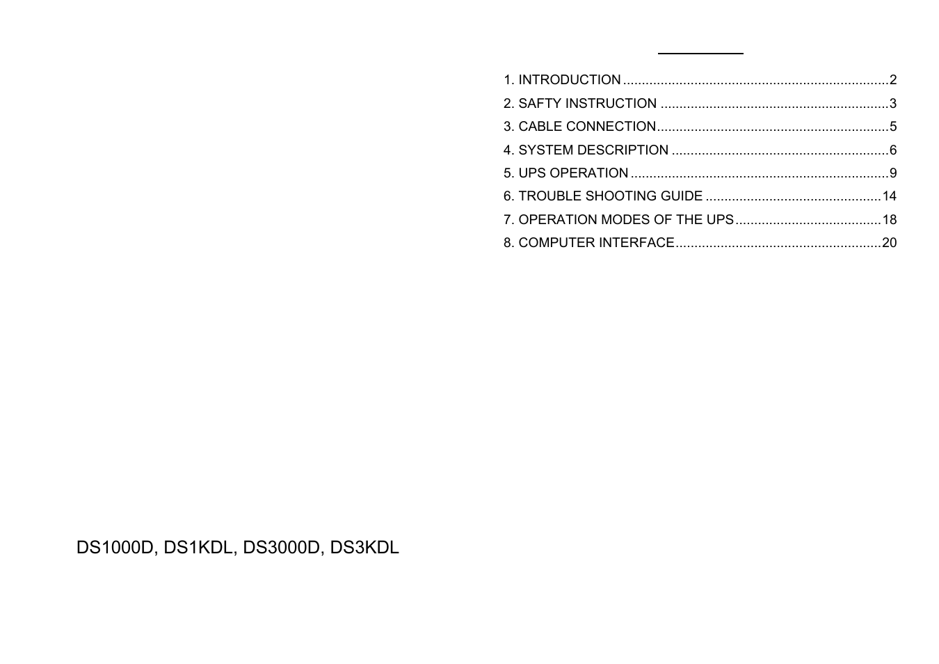 OPTI-UPS DS3000D(L) User Manual | 11 pages