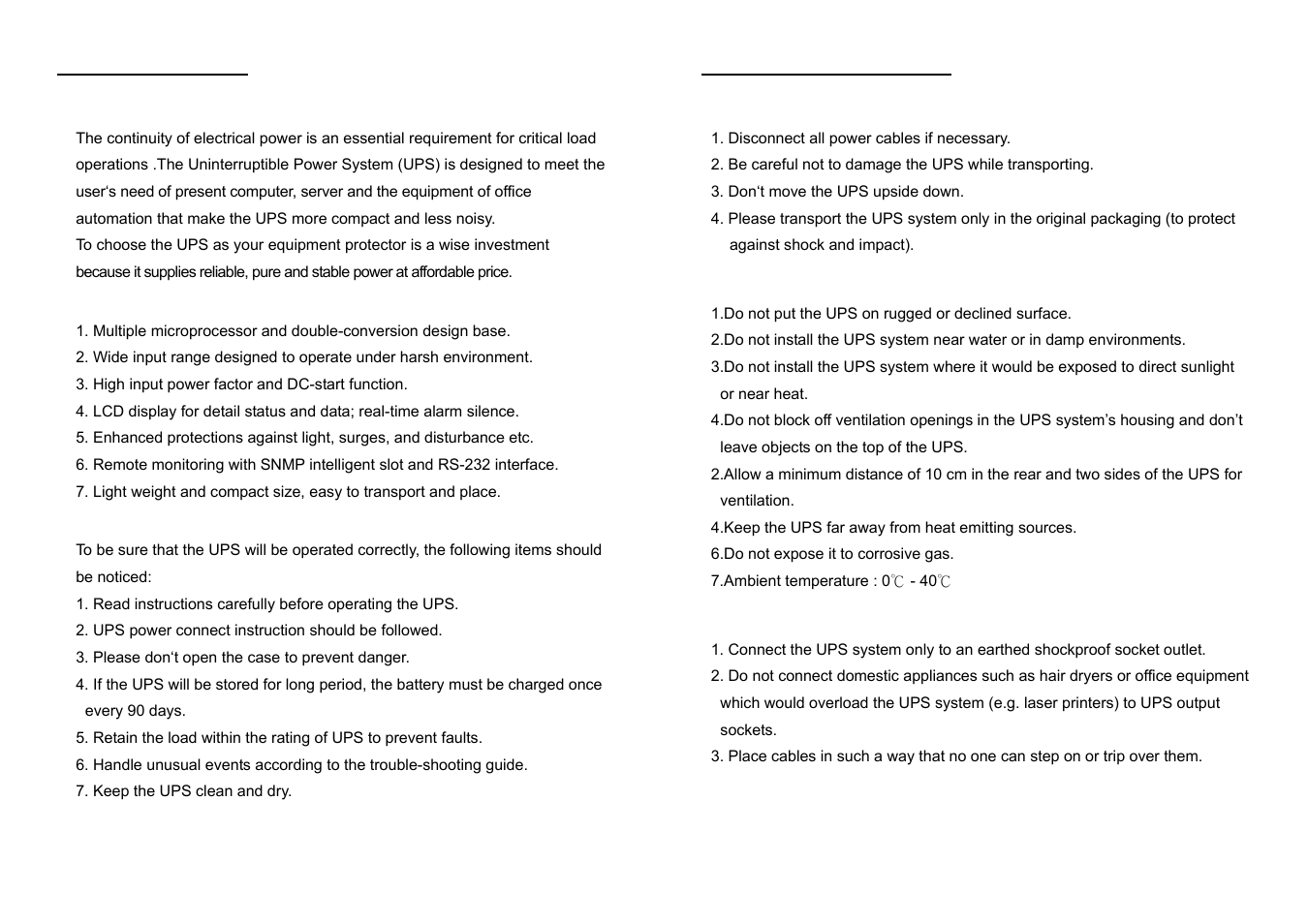 Introduction, Safty instruction | OPTI-UPS DS3000D(L) User Manual | Page 2 / 11