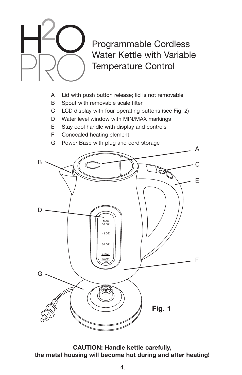 Capresso H2O PRO 275 User Manual | Page 4 / 11