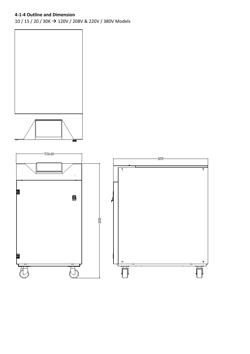 1-4 outline and dimension | OPTI-UPS DS200KC33II User Manual | Page 17 / 34