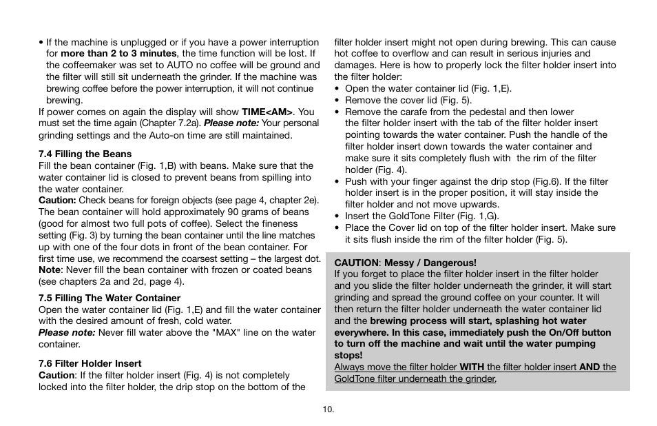 Capresso CoffeeTEAMTherm Model #455 User Manual | Page 10 / 16