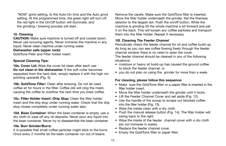 Capresso CoffeeTEAMTherm Model #455 User Manual | Page 13 / 16
