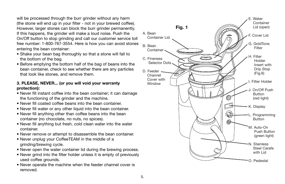 Capresso CoffeeTEAMTherm Model #455 User Manual | Page 5 / 16
