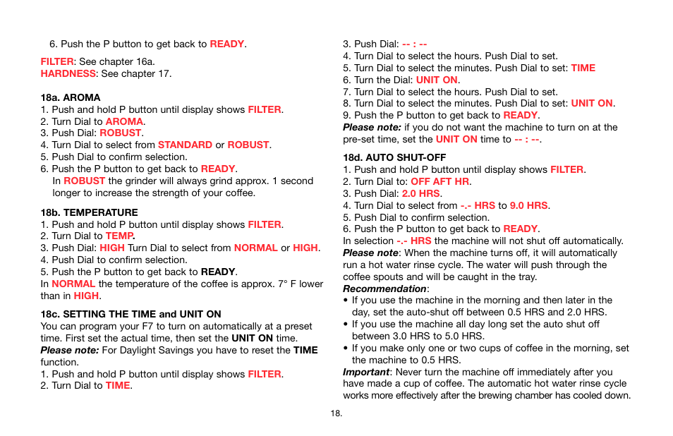 Capresso Impressa F7 User Manual | Page 18 / 24