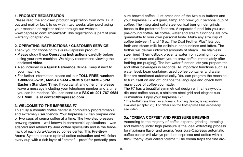 Capresso Impressa F7 User Manual | Page 9 / 24