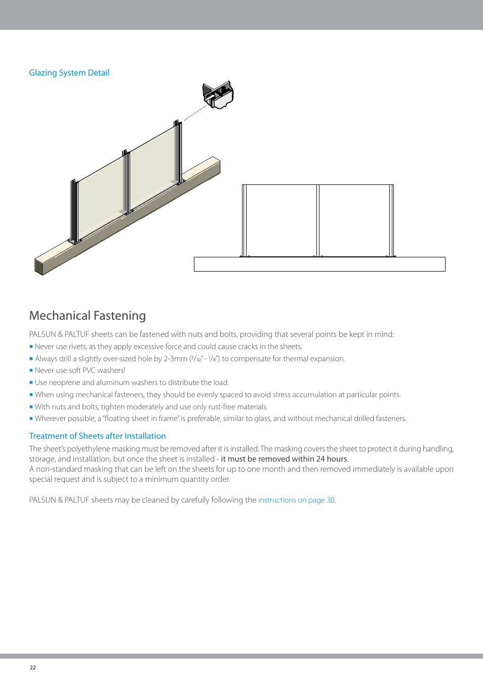 Mechanical fastening | Palram PALSU User Manual | Page 22 / 42