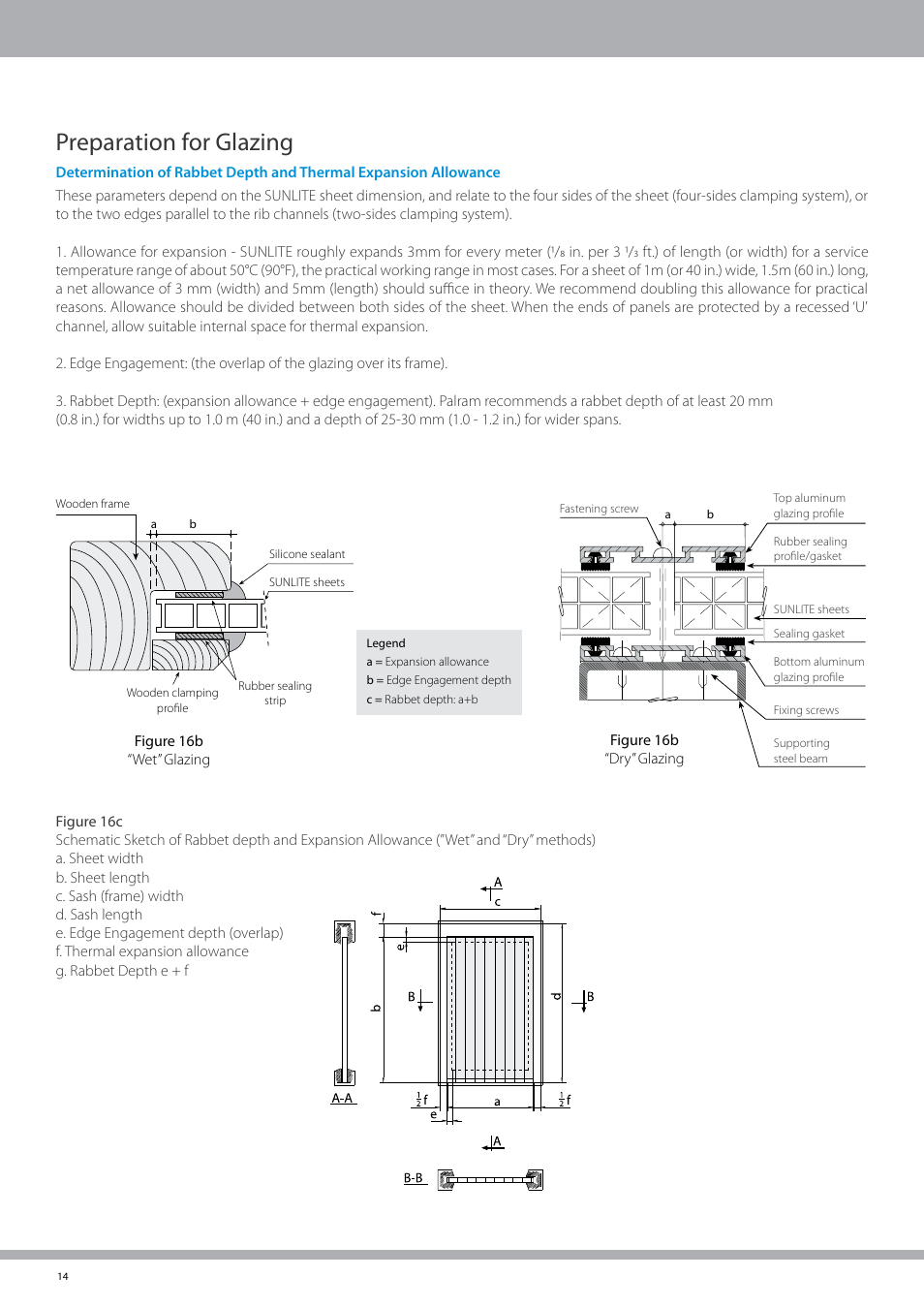 Preparation for glazing | Palram SUNLIT User Manual | Page 16 / 22