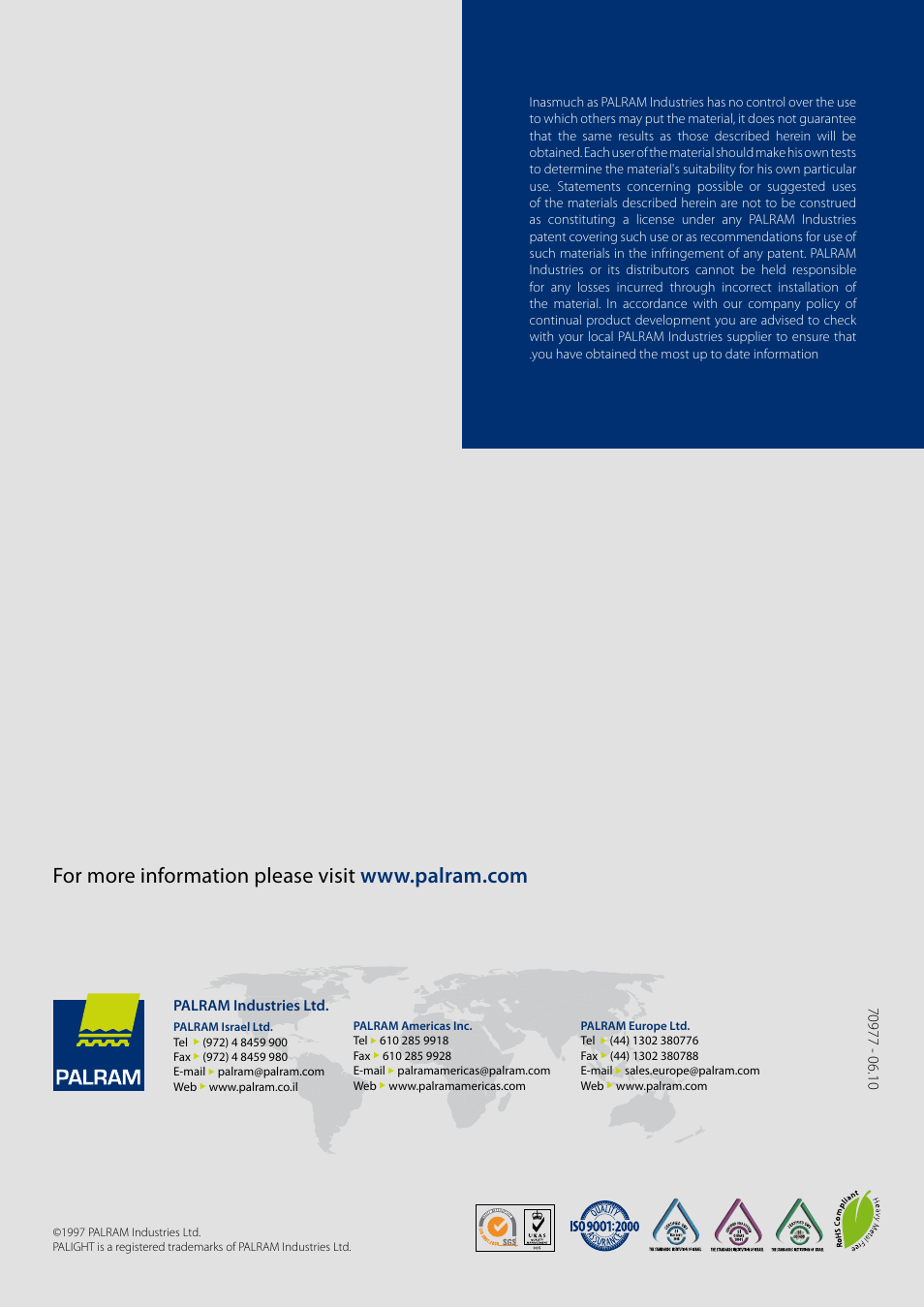 Palram industries ltd | Palram PALFOA User Manual | Page 16 / 16