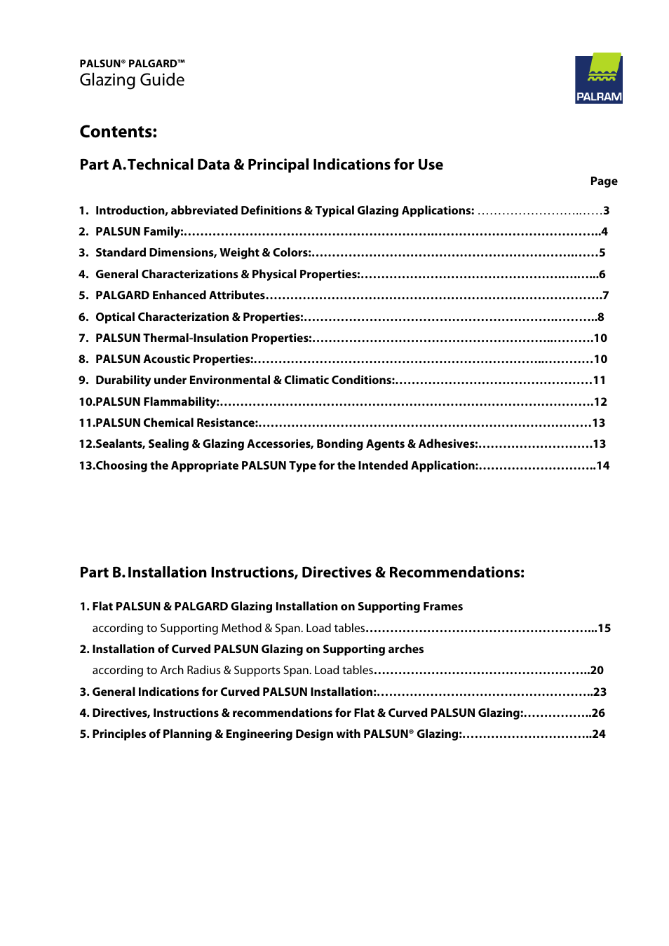 Palram PALGAR User Manual | Page 2 / 37