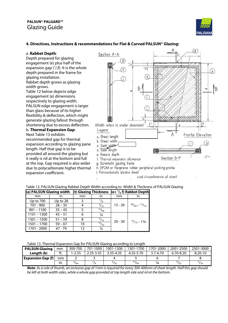 Glazing guide | Palram PALGAR User Manual | Page 24 / 37