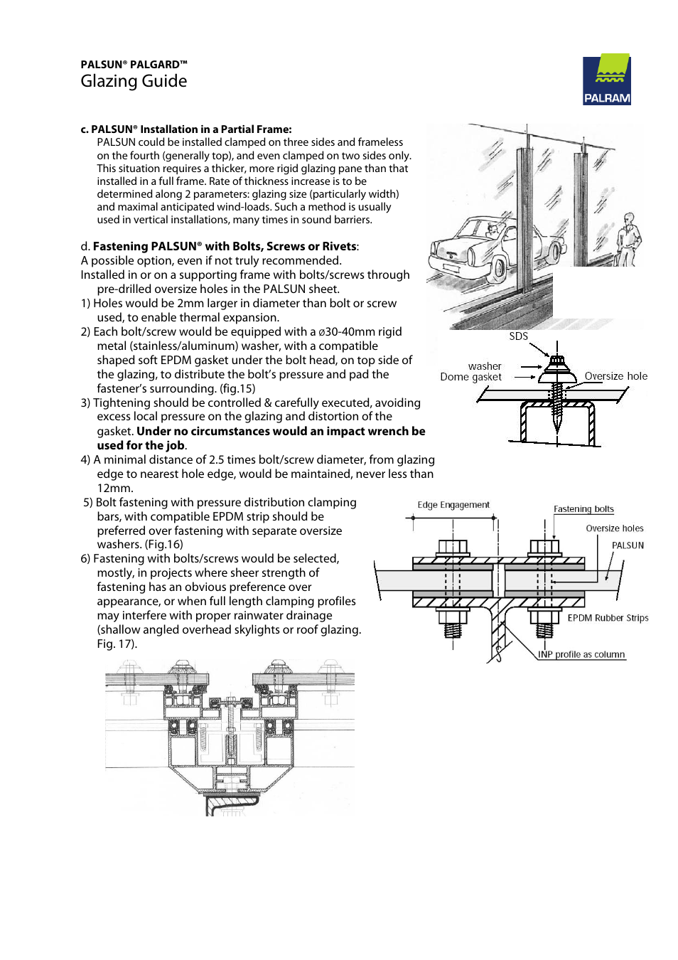 Glazing guide | Palram PALGAR User Manual | Page 25 / 37