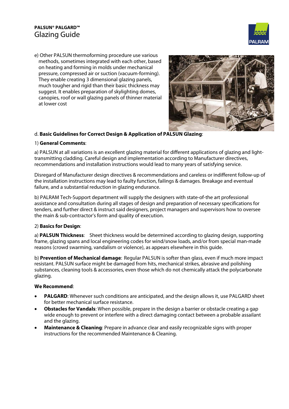 Glazing guide | Palram PALGAR User Manual | Page 33 / 37