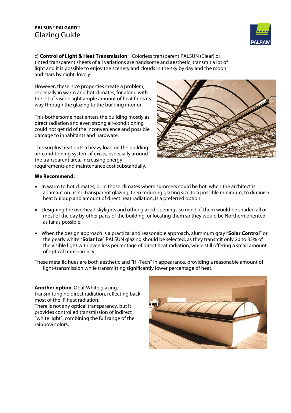 Glazing guide | Palram PALGAR User Manual | Page 34 / 37