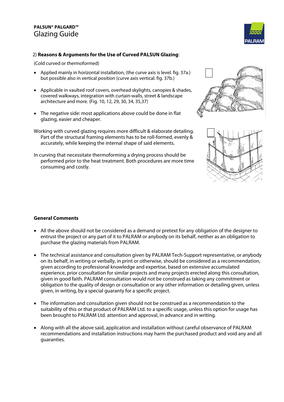 Glazing guide | Palram PALGAR User Manual | Page 36 / 37