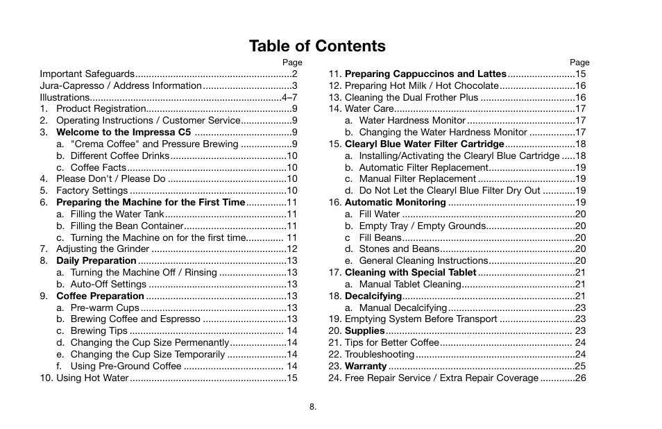 Capresso IMPRESSA C5 User Manual | Page 8 / 26