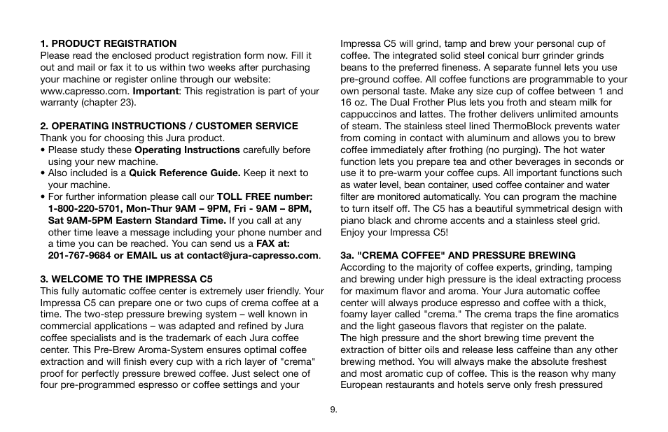 Capresso IMPRESSA C5 User Manual | Page 9 / 26