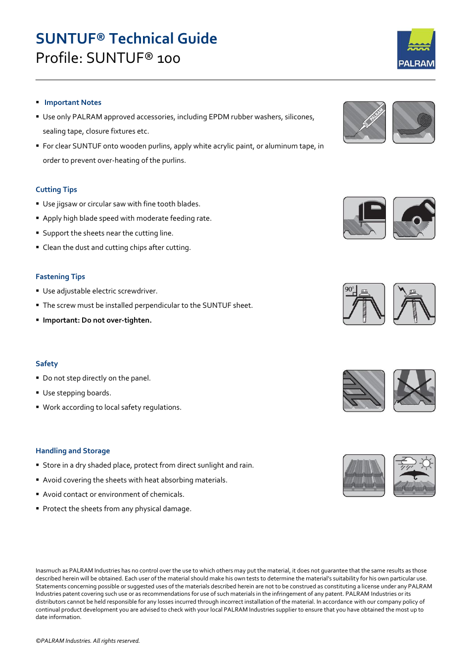 Suntuf® technical guide profile: suntuf® 100 | Palram SUNTU Rooflights User Manual | Page 3 / 3