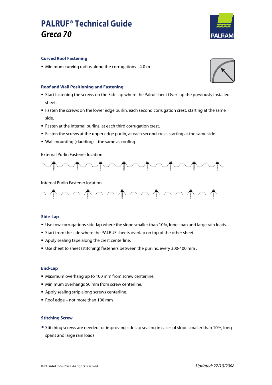 Palruf® technical guide greca 70 | Palram PALRU User Manual | Page 2 / 4
