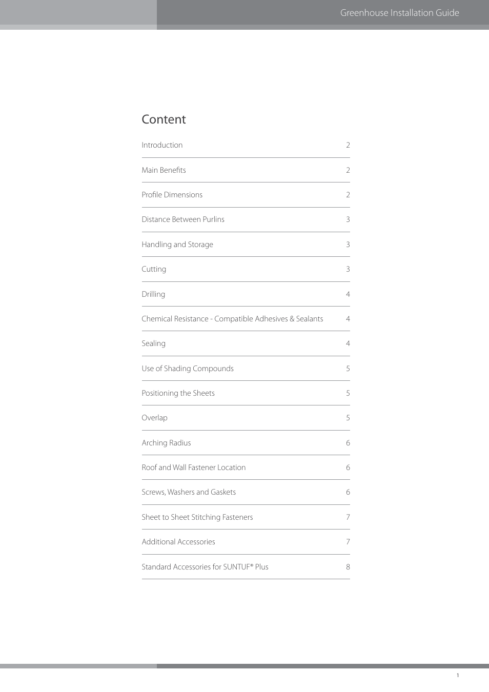 Content | Palram SUNTU Plus User Manual | Page 3 / 11