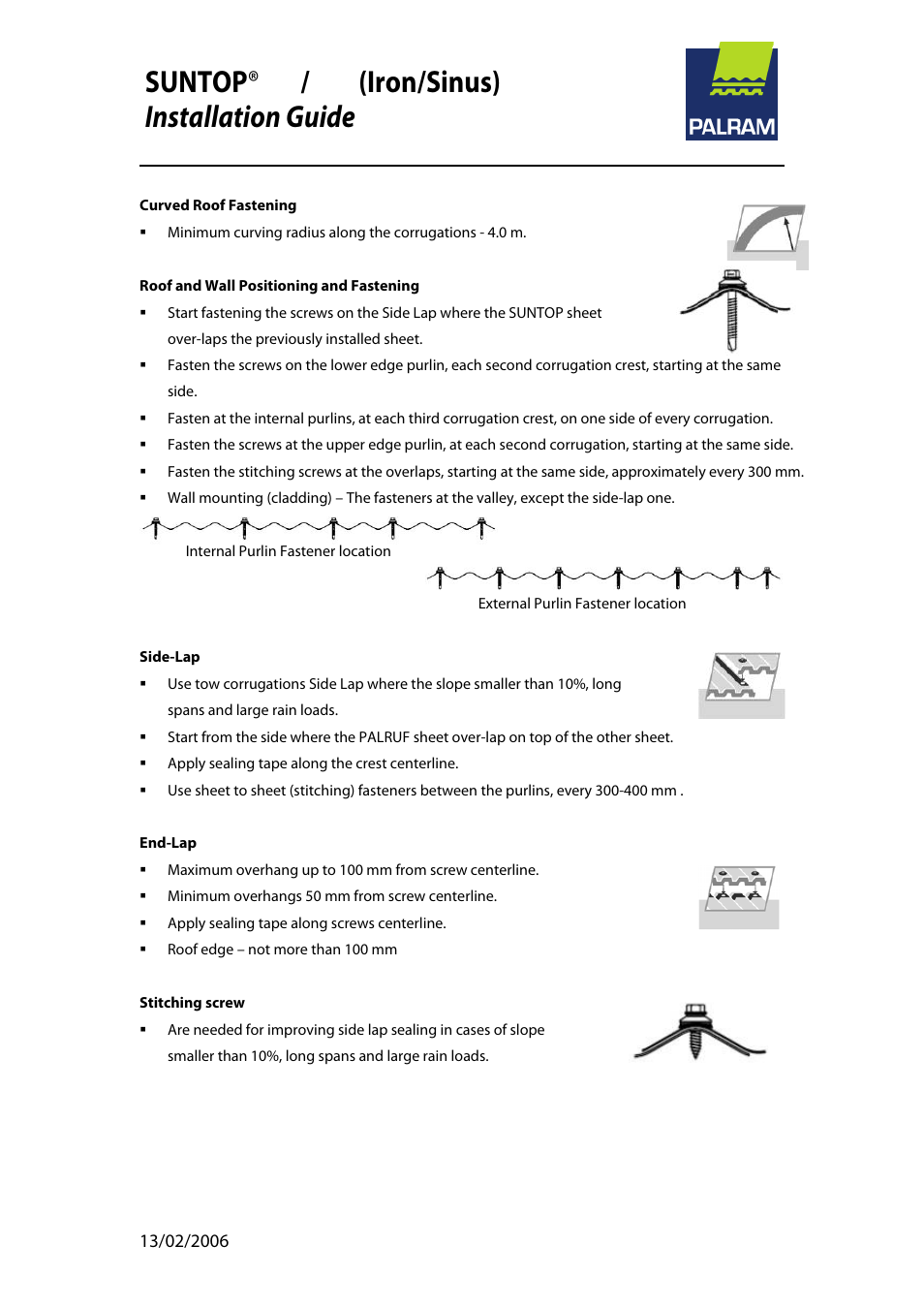 Suntop ® 76 / 18 (iron/sinus) installation guide | Palram SUNTO User Manual | Page 2 / 4