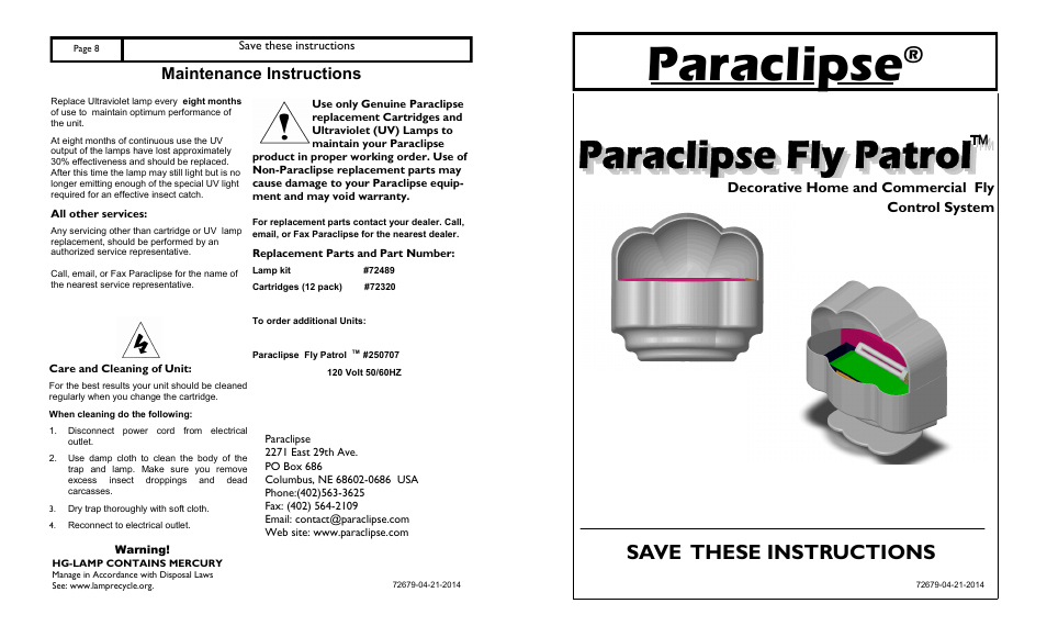 Paraclipse Paraclips Fly Patro User Manual | 4 pages