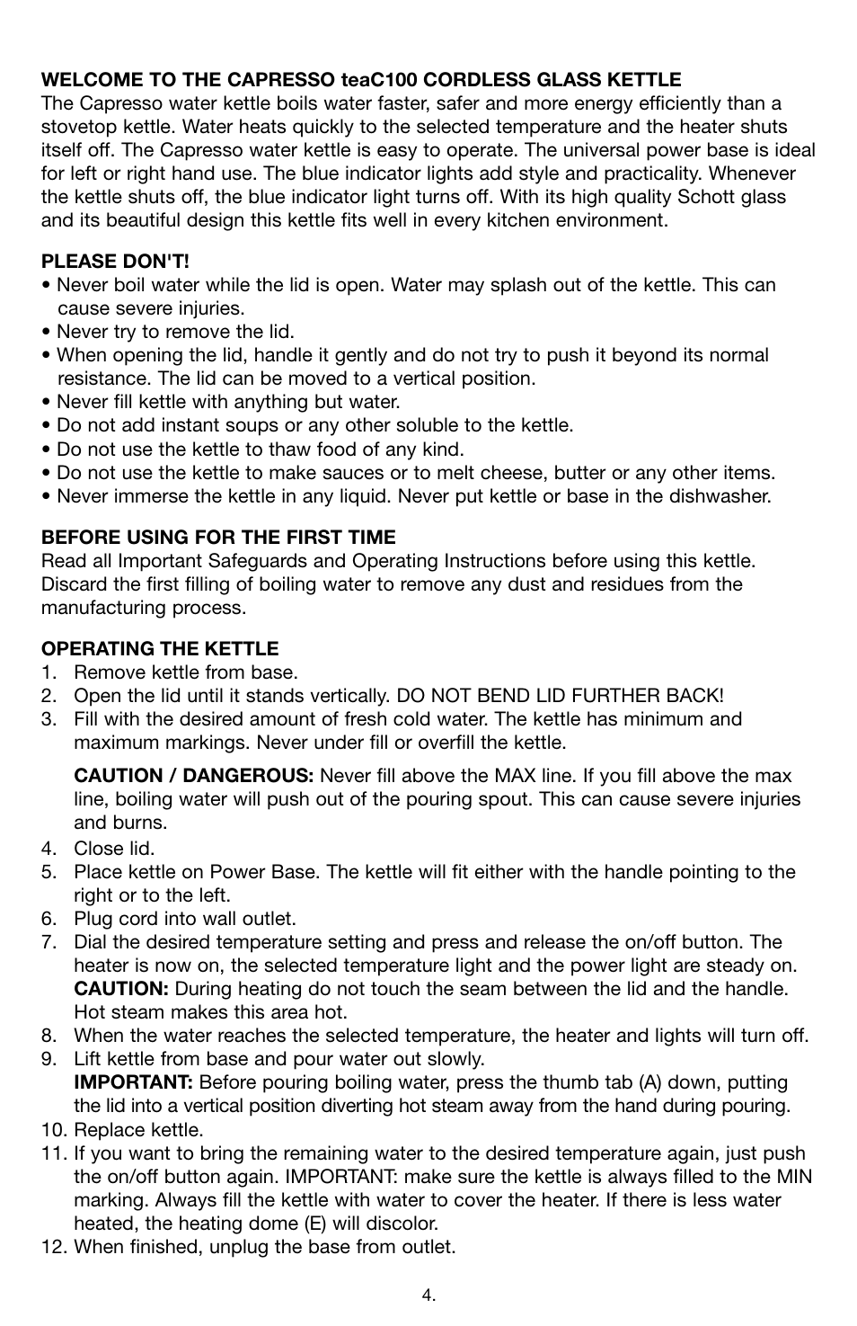 Capresso C1OO #261 User Manual | Page 4 / 6