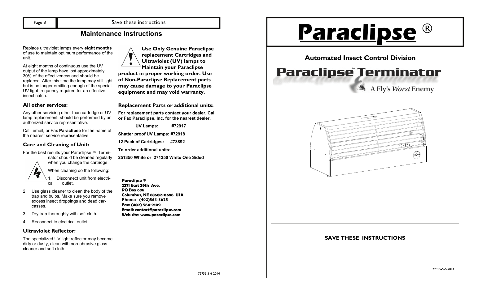 Paraclipse Terminato User Manual | 4 pages