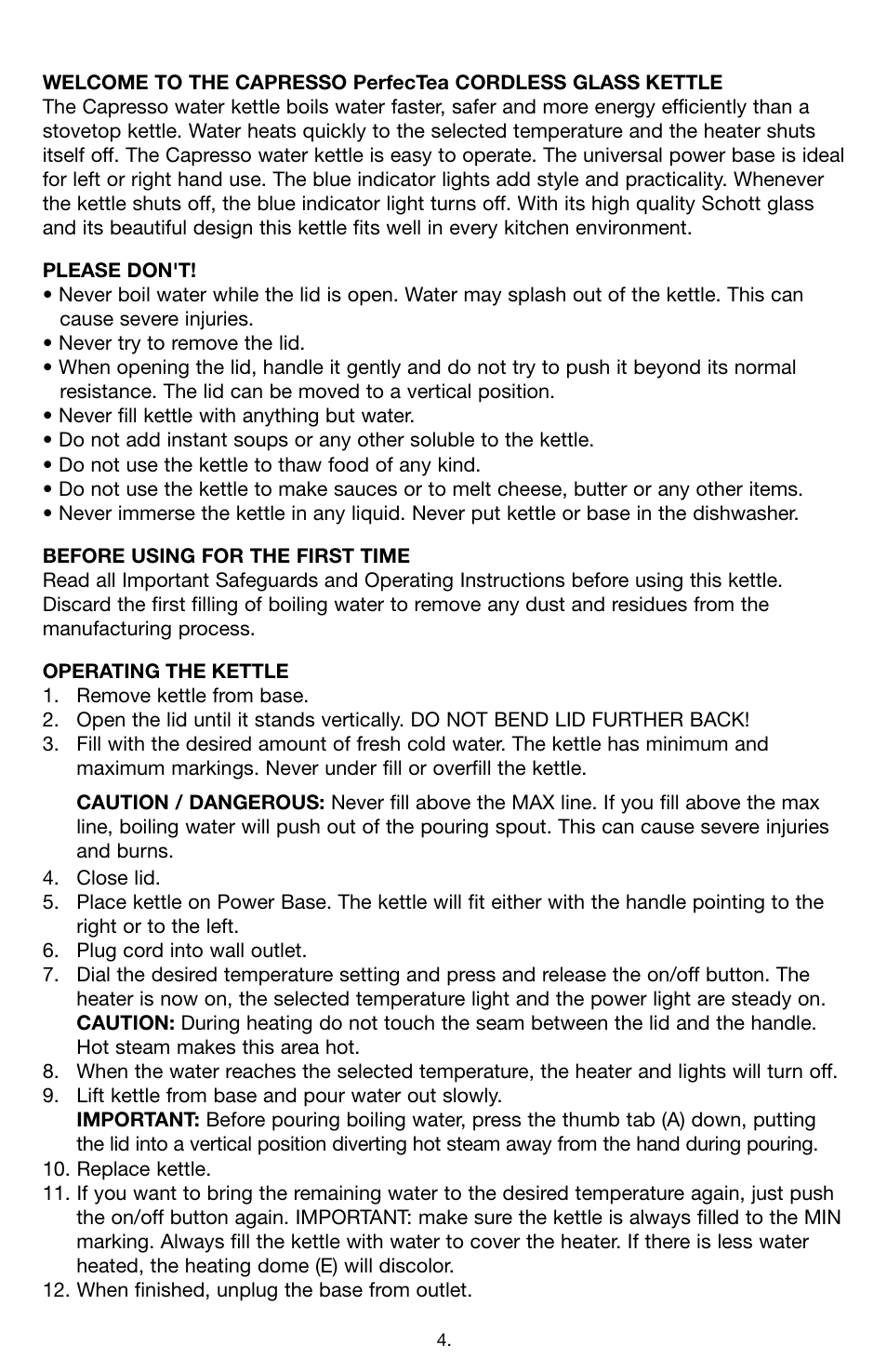 Capresso PerfecTea 260 User Manual | Page 4 / 6