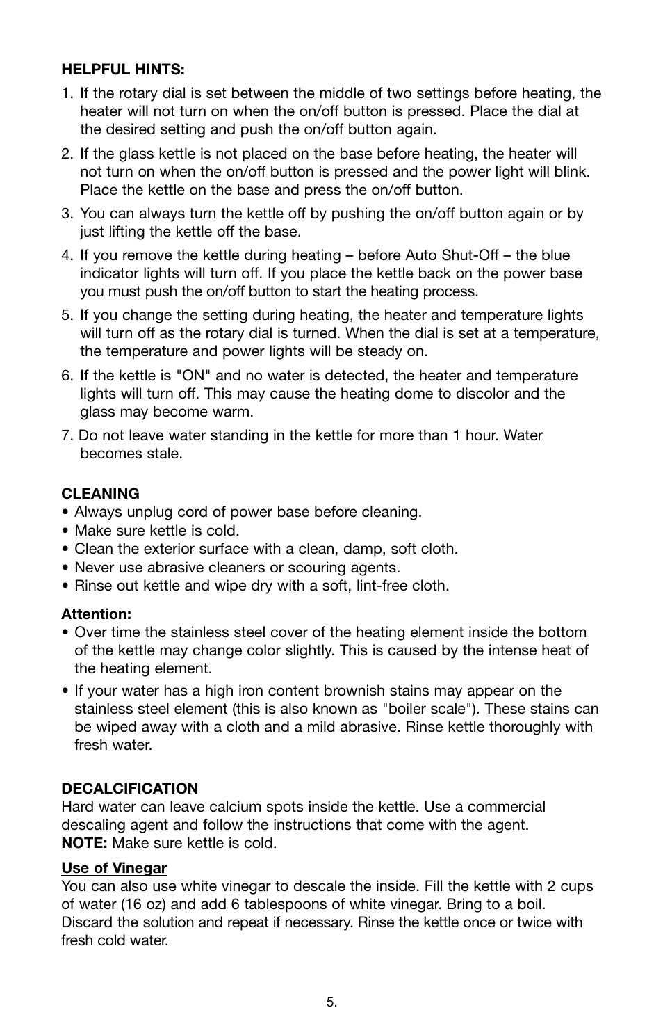 Capresso PerfecTea 260 User Manual | Page 5 / 6