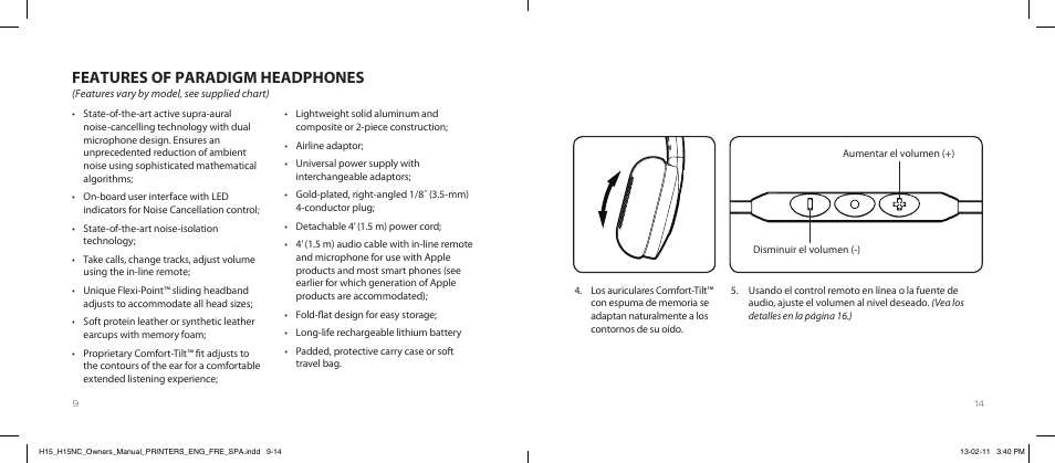 Features of paradigm headphones | Paradigm H15NC User Manual | Page 12 / 40