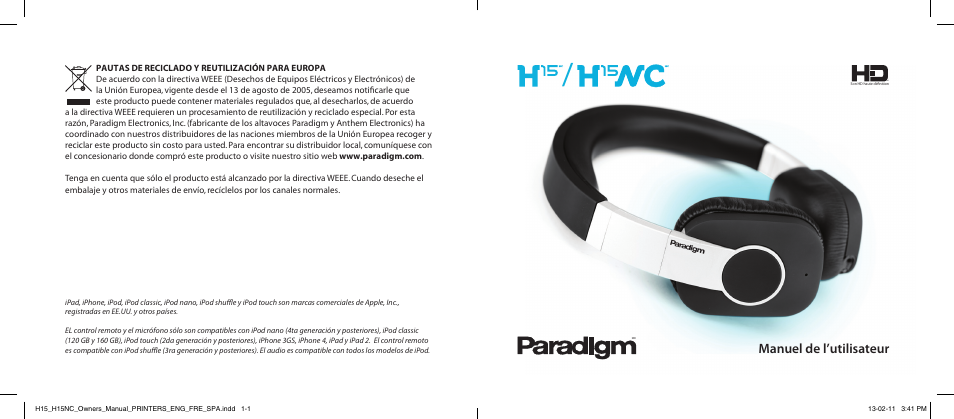 Manuel de l’utilisateur | Paradigm H15NC User Manual | Page 27 / 40