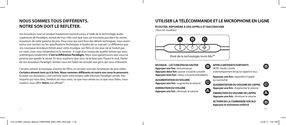 Utiliser la télécommande et le microphone en ligne | Paradigm H15NC User Manual | Page 36 / 40