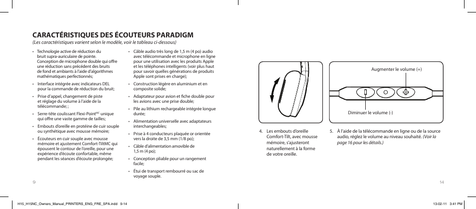 Caractéristiques des écouteurs paradigm | Paradigm H15NC User Manual | Page 38 / 40
