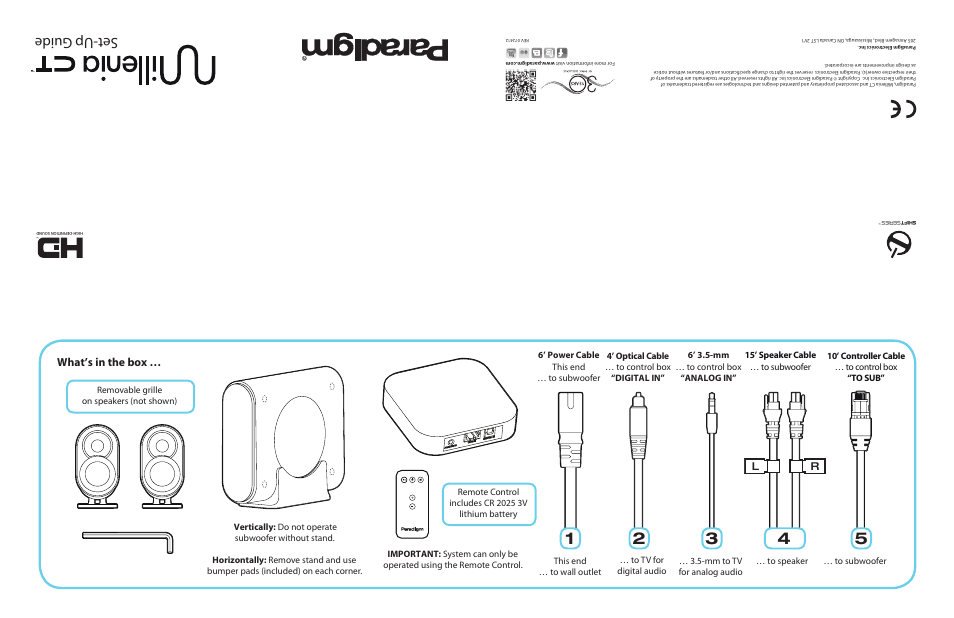 Paradigm Millenia CT User Manual | 2 pages