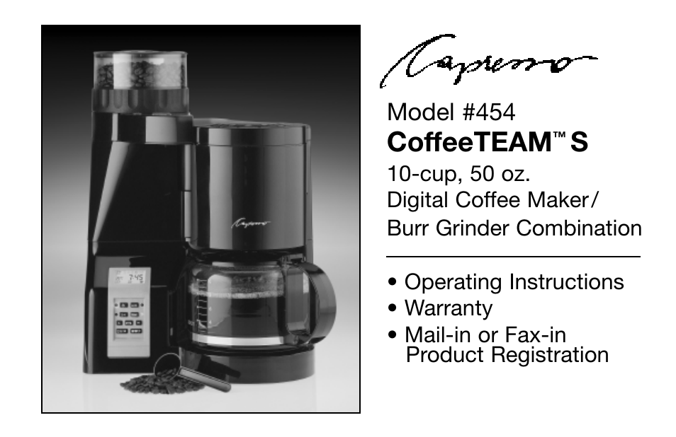 Capresso 454 User Manual | 23 pages