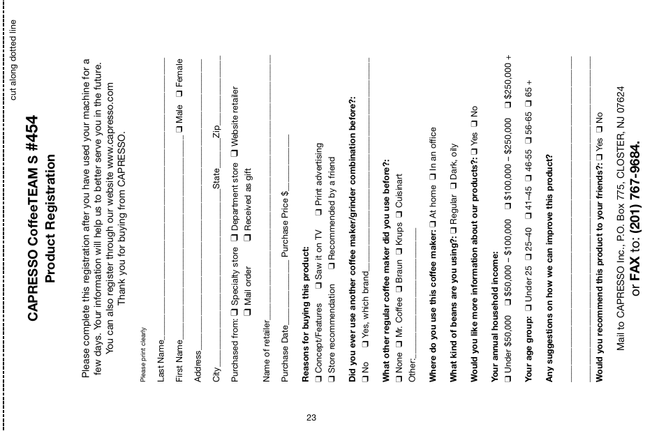 Capresso 454 User Manual | Page 23 / 23