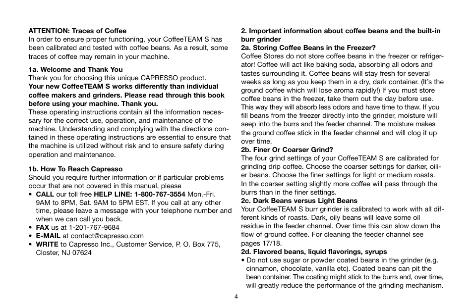 Capresso 454 User Manual | Page 4 / 23