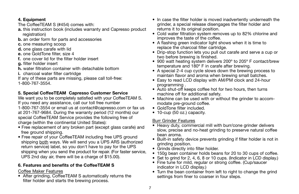 Capresso 454 User Manual | Page 7 / 23