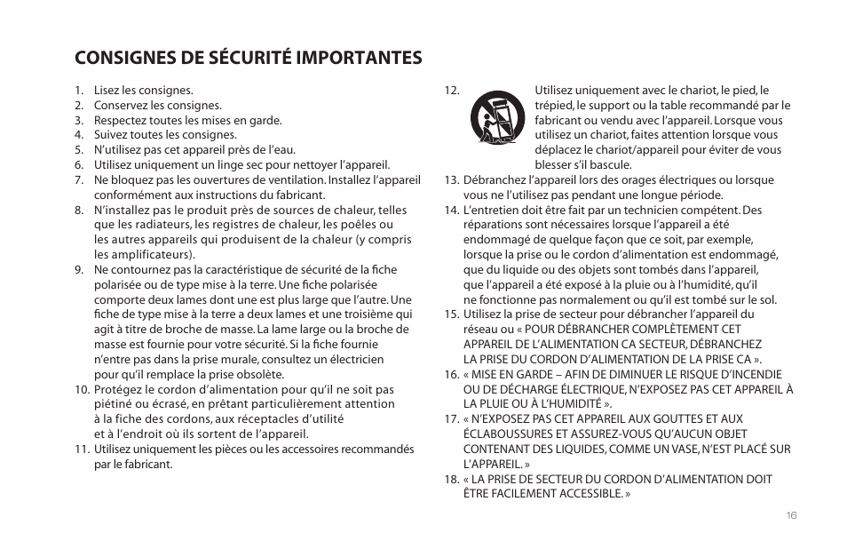 Consignes de sécurité importantes | Paradigm Millenia CT 2 User Manual | Page 19 / 44