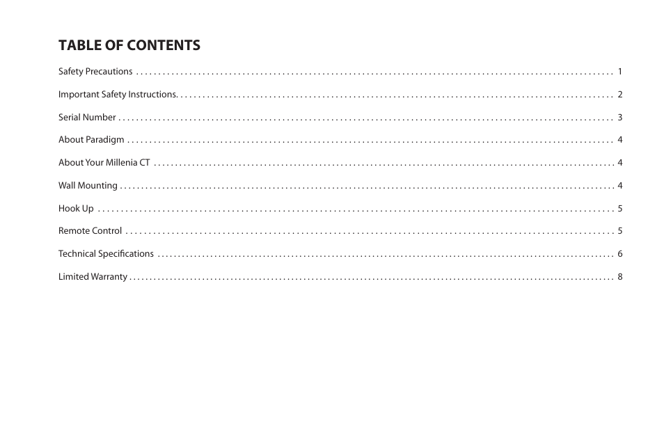 Paradigm Millenia CT 2 User Manual | Page 3 / 44