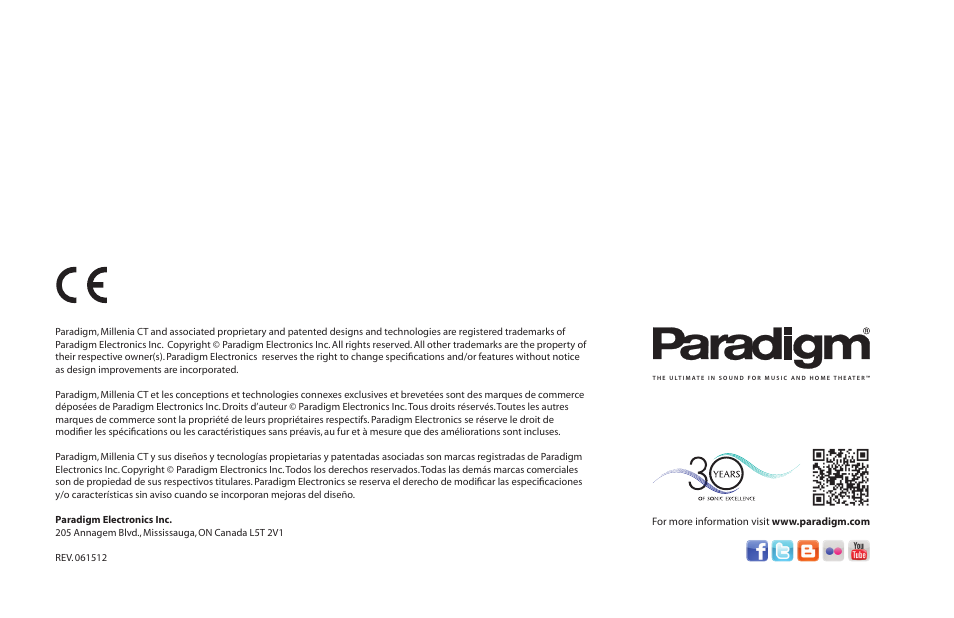 Paradigm Millenia CT 2 User Manual | Page 44 / 44