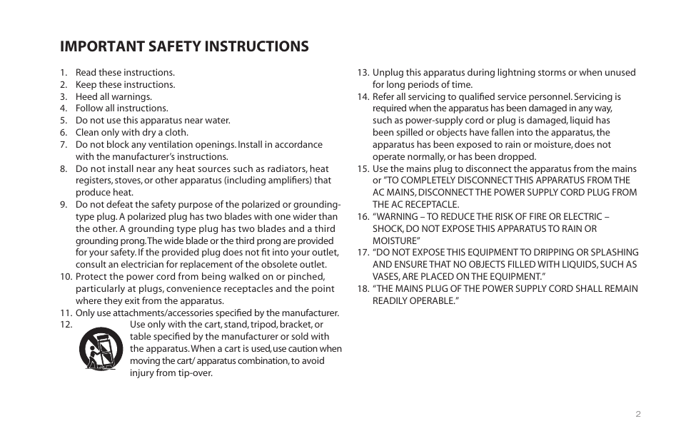 Important safety instructions | Paradigm Millenia CT 2 User Manual | Page 5 / 44