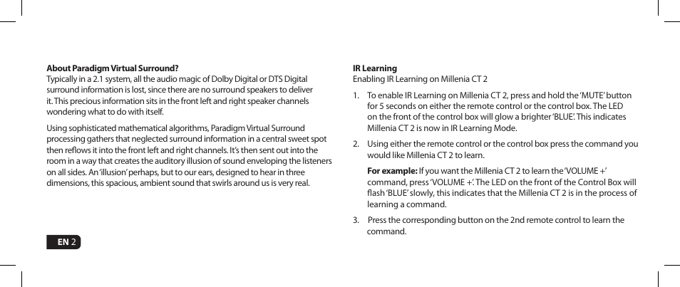 Paradigm Millenia CT Upgrade Kit User Manual | Page 2 / 16