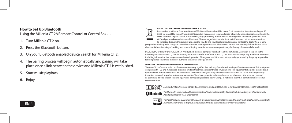 En 4 | Paradigm Millenia CT Upgrade Kit User Manual | Page 4 / 16