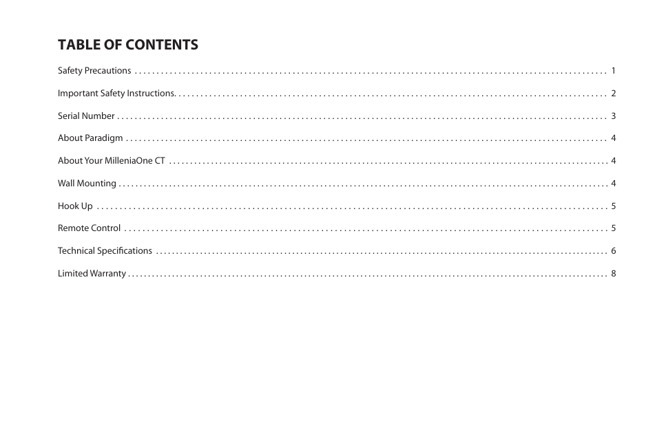 Paradigm MilleniaOne CT User Manual | Page 3 / 44