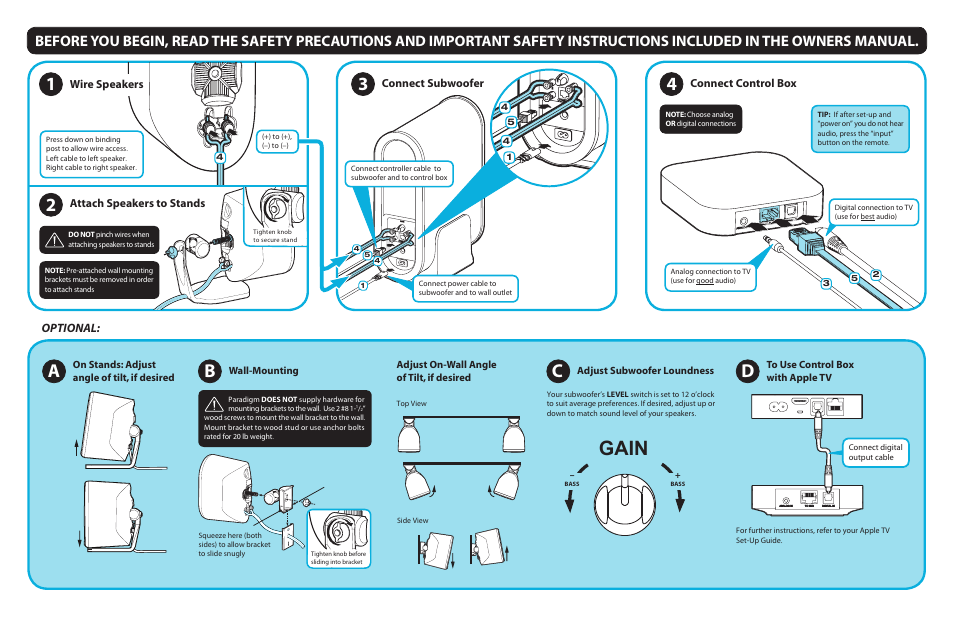 Gain, Ad b c | Paradigm MilleniaOne CT User Manual | Page 2 / 2
