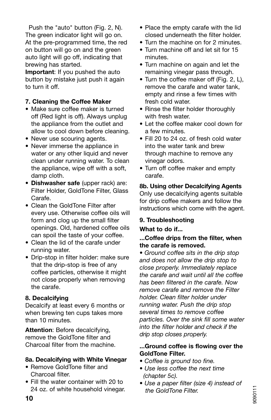 Capresso CM200 User Manual | Page 10 / 11