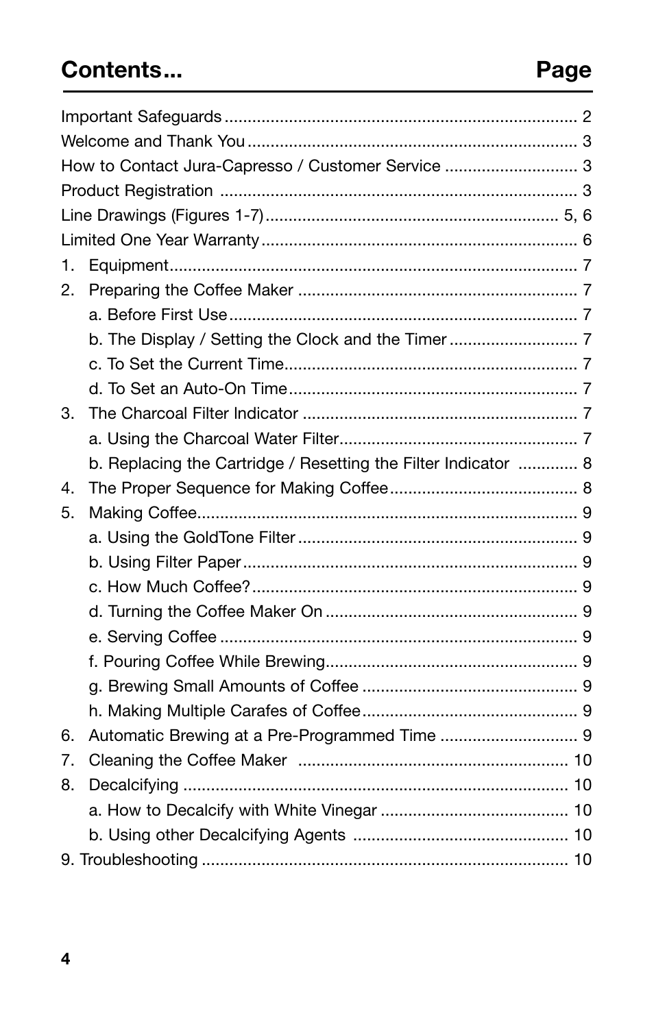 Contents... page | Capresso CM200 User Manual | Page 4 / 11