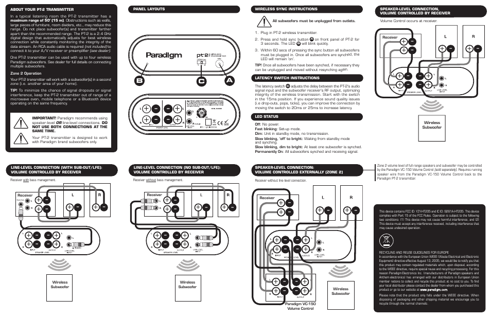 Paradigm PT-2 Wireless Transmitter User Manual | Page 2 / 2